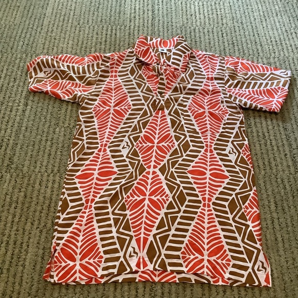 Missing Polynesia Pullover Top Small Adult Orange Brown - Picture 1 of 7
